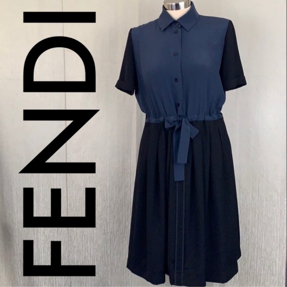 Fendi Dresses & Skirts - Fendi black and blue silk runway dress